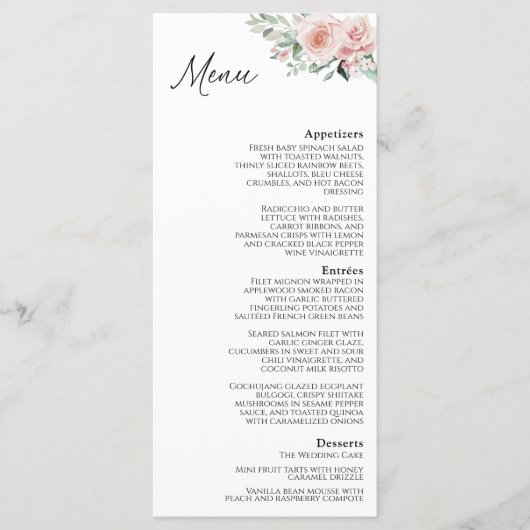 Blush Floral White Wedding Flat Menu (Voorkant)