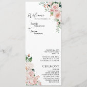 Blush Floral White Wedding Flat Program Programmakaart (Voorkant)