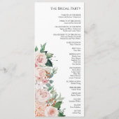 Blush Floral White Wedding Flat Program Programmakaart (Achterkant)