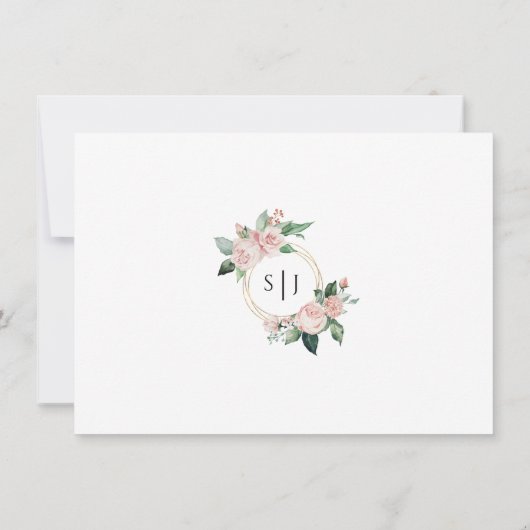 Blush Floral White Wedding Flat Save the Date (Achterkant)