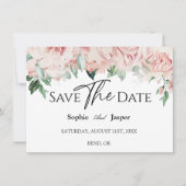 Blush Floral White Wedding Flat Save the Date (Voorkant)