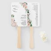 Blush Floral White Wedding Program Fan Handwaaier (Voorkant en achterkant)