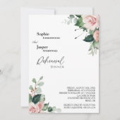 Blush Floral White Wedding Rehearsal Dinner Kaart (Voorkant)