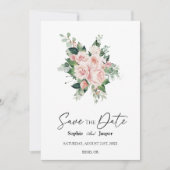 Blush Floral White Wedding Save the Date (Voorkant)