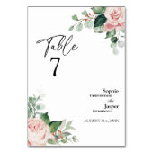Blush Floral White Wedding Table Number Kaart (Voorkant)