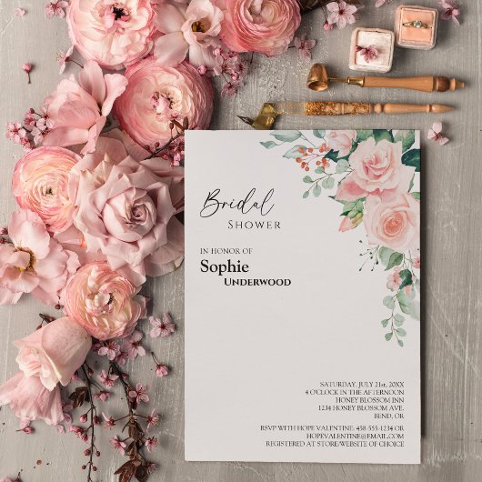 Blush Floral White Wedding Vrijgezellenfeest Kaart