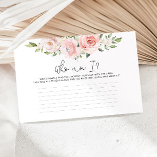 Blush floral who am I vrijgezellenfeest game Briefpapier