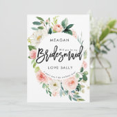 Blush floral wil je mijn bruidsmeisje kaart zijn (Staand voorkant)
