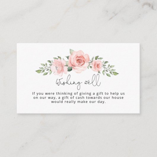 Blush floral wish vrijgezellenfeest informatiekaartje (Voorkant)