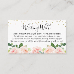 Blush Floral Wishing Well Vrijgezellenfeest Card Visitekaartje