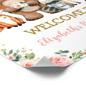 Blush Floral Woodland Baby shower Birthday Welcome Poster (Hoek)