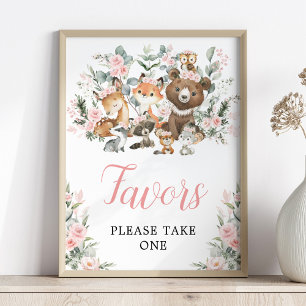 Blush Floral Woodland Dieren Favorieten teken Poster