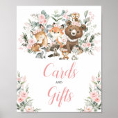 Blush Floral Woodland Dieren Kaarten & Cadeaubordj Poster (Voorkant)