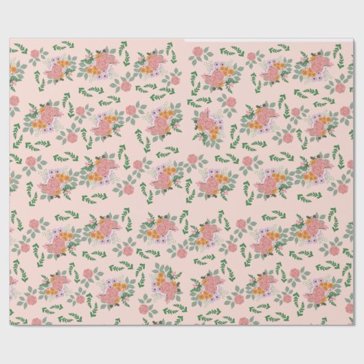 BLUSH FLORAL WRAPPING PAPIER (Vlak)