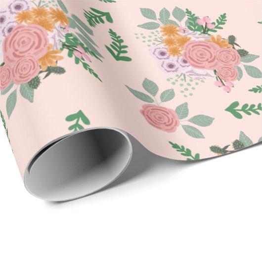 BLUSH FLORAL WRAPPING PAPIER (Rol Hoek)
