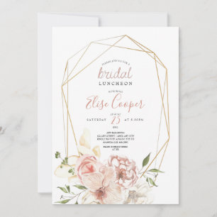 Blush Floral Wreath Bridal Luncheon Kaart