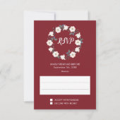Blush Floral Wreath Burgundy Wedding RSVP Kaartje (Voorkant)