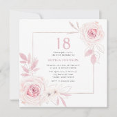 Blush Floral Wreath Girls 18e verjaardag Kaart (Voorkant)