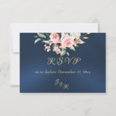 Blush Floral & Wreath RSVP - Blue Kaartje (Voorkant)