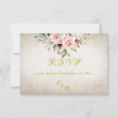 Blush Floral & Wreath RSVP - Cream Kaartje (Voorkant)