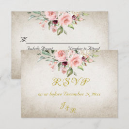 Blush Floral & Wreath RSVP - Cream Kaartje