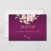 Blush Floral & Wreath RSVP - Purple Kaartje (Voorkant)