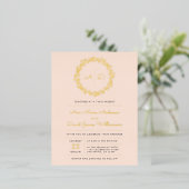 Blush | Floral Wreath Wedding Folie Uitnodiging Briefkaart (Staand Voorkant)