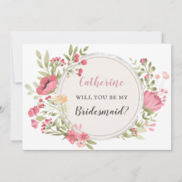 Blush Floral Wreath... zal je mijn Bridesmaid zijn Kaart