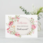 Blush Floral Wreath... zal je mijn Bridesmaid zijn Kaart (Staand voorkant)
