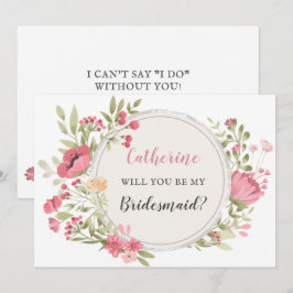 Blush Floral Wreath... zal je mijn Bridesmaid zijn Kaart