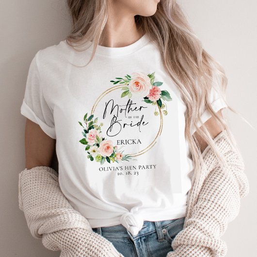 Blush Floral Wreatmoeder van de bruid T-shirt