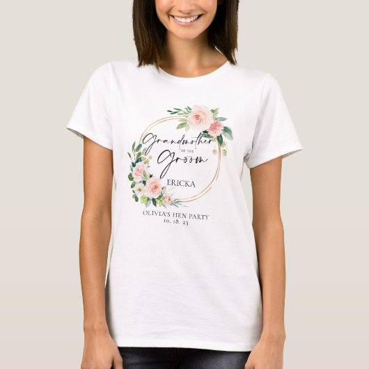 Blush Floral Wreatmoeder van de bruidegom T-shirt (Voorkant)