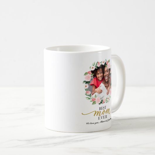 Blush Floral Wreats Best Mam Ever Moederdag Koffiemok (Voorkant rechts)