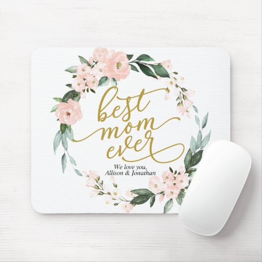 Blush Floral Wreats Best Mam Ever Moederdag Muismat (Met muis)