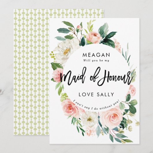 blush floral zal je mijn eerbewijs zijn ? aankondiging (Voorkant / Achterkant)