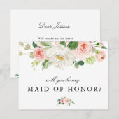 Blush floral zal je mijn eerbewijs zijn. uitnodiging briefkaart (Voorkant / Achterkant)