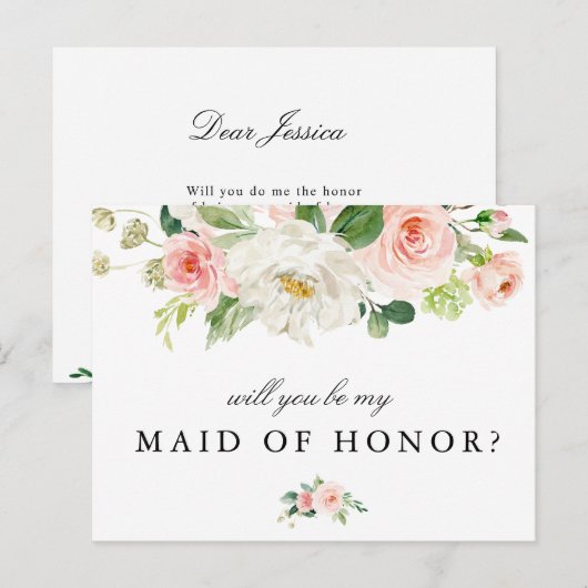 Blush floral zal je mijn eerbewijs zijn. uitnodiging briefkaart (Voorkant / Achterkant)