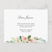 Blush floral zal je mijn eerbewijs zijn. uitnodiging briefkaart (Achterkant)