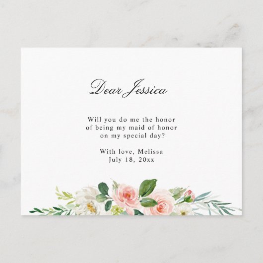 Blush floral zal je mijn eerbewijs zijn. uitnodiging briefkaart (Achterkant)