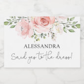 Blush floral zei ja tegen de jurk sparkling wijnetiket (Enkel label)