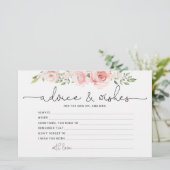 Blush florale adviezen en wensen vrijgezellenfeest briefpapier (Staand voorkant)
