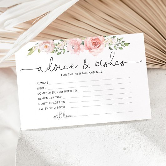 Blush florale adviezen en wensen vrijgezellenfeest briefpapier