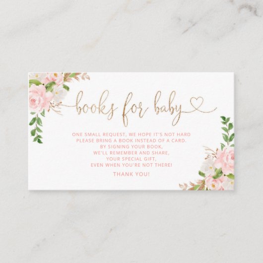 Blush florale boeken voor kaart van de baby-kaartj (Voorkant)