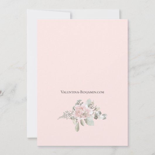 Blush florale dusty roos boho chic call kaart (Achterkant)