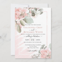 Blush florale dusty roos boho chic call kaart