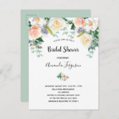 Blush florale eacalyptus bridale doucheuitnodiging briefkaart (Voorkant / Achterkant)