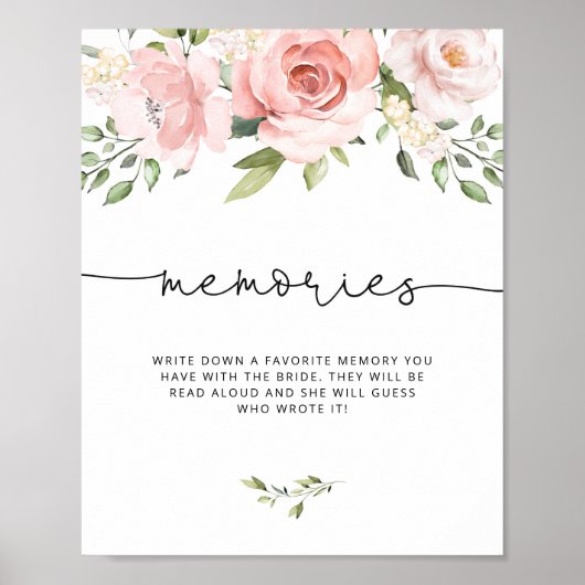 Blush florale herinneringen met bride bruid poster (Voorkant)