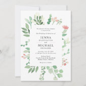 Blush florale lijst bruiloft uitnodiging (Voorkant)