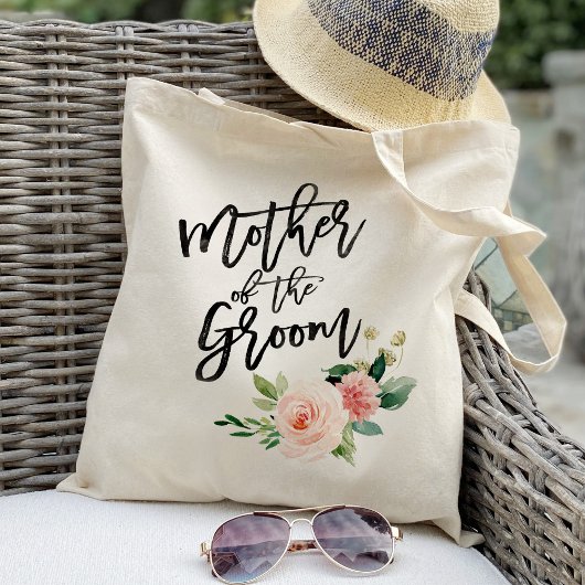 Blush florale moeder van de bruidegom tote bag