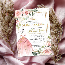 Blush florale roze prinses jurk goutiara 15th kaart